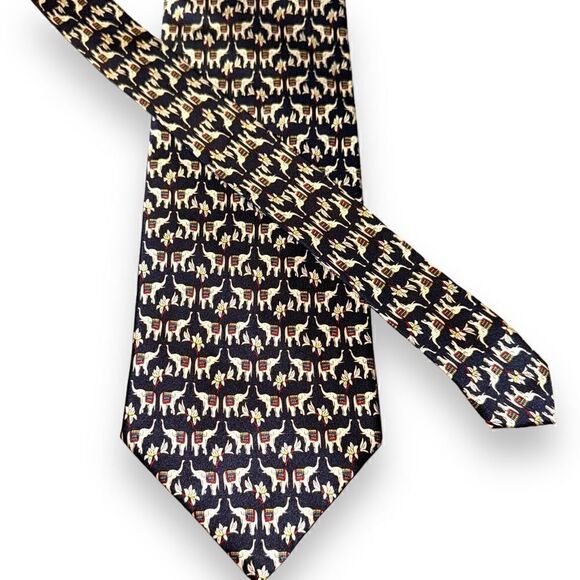 Hugo Boss Navy Elephant Print Handmade Neck Tie - Picture 1 of 6